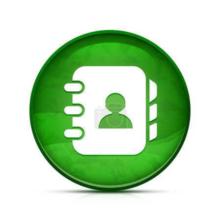 Téléchargez les photos : Icône de livre de contact sur le bouton rond vert éclaboussure chic - en image libre de droit
