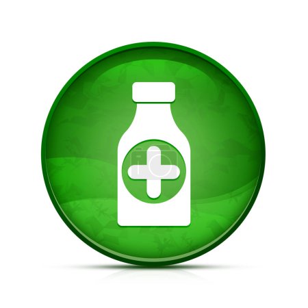 Photo for Pills bottle icon on classy splash green round button - Royalty Free Image