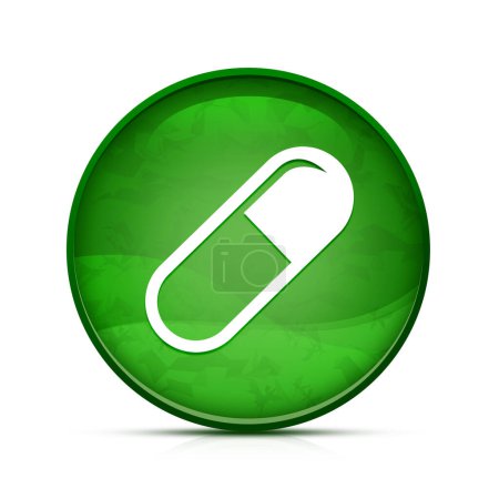 Photo for Pill icon on classy splash green round button - Royalty Free Image