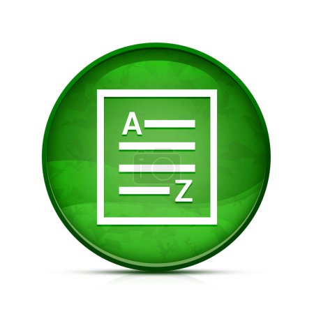 Téléchargez les photos : A-Z (icône de la page de liste) icône sur le bouton rond vert éclaboussure chic - en image libre de droit