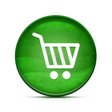 Photo for Shopping cart icon on classy splash green round button - Royalty Free Image