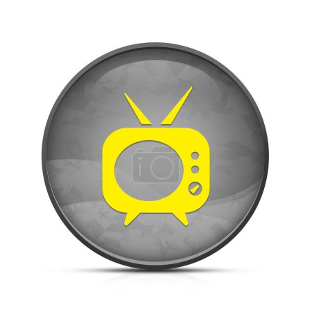 Foto de Icono de Telivision en el elegante botón redondo negro salpicadura - Imagen libre de derechos