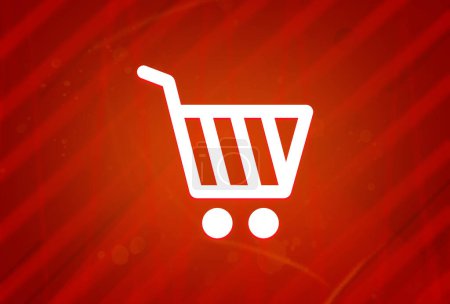 Shopping cart icon isolated on abstract red gradient magnificence background illustration design