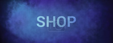 Shop isolated on fabric blue banner background abstract illustration