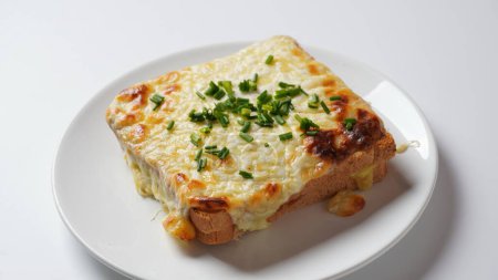 Hot French Traditional  sandwich for breakfast - croque-monsieur