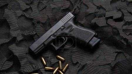 Photo for Modern semiautomatic hand gun, Glock pistol firearm - Royalty Free Image