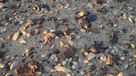 Foto de Rocas naturales, roca volcánica en el fondo del cráter Makhtesh Gadol, en el sur de Israel, desierto de Negev. - Imagen libre de derechos