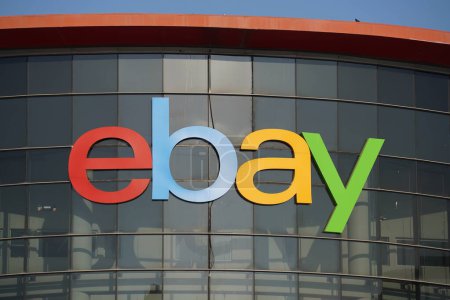 Photo for Netanya, Israel - October 29, 2023: eBay sign at eBay 's headquarters in Netanya. eBay Inc. is a multinational e-commerce corporation. - Royalty Free Image