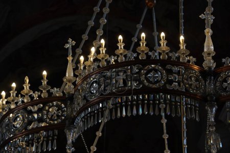 Crown Chandelier in St. Nicholas Church, Prague, Bohemia, Czech Republic
