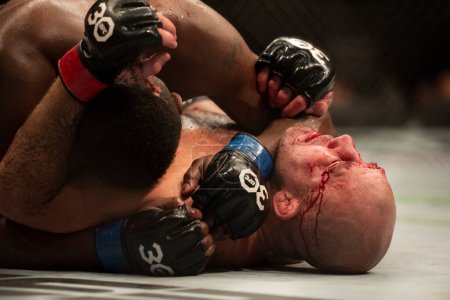 Foto de Rio de Janeiro (RJ), 01.21.2023 - UFC 283 - Glover x Hill, en la lucha por el cinturón de peso semipesado en la tarjeta principal. UFC 283 en Jeunesse Arena, en el barrio de Barra da Tijuca, en la ciudad de Río de Janeiro. - Imagen libre de derechos