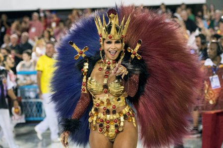 Téléchargez les photos : Rio de Janeiro, RJ, Brésil - 03 mars 2019 : Carnaval de Rio 2019. Parade du Groupe Spécial du Carnaval à Rio de Janeiro. - en image libre de droit