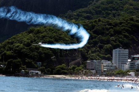 Photo for Rio de Janeiro, RJ, Brazil, December 31, 2020: Presentation of the sky squadron on the ipanema beach in rio de janeiro. - Royalty Free Image