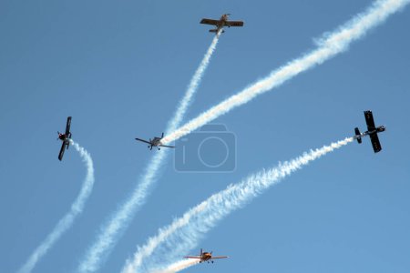 Photo for Rio de Janeiro, RJ, Brazil, December 31, 2020: Presentation of the sky squadron on the ipanema beach in rio de janeiro. - Royalty Free Image