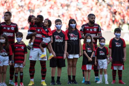 Foto de Río de Janeiro, Río de Janeiro, Brasil - 18 de septiembre de 2022. Flamengo x Fluminense por el campeonato brasileño en el estadio Maracana. - Imagen libre de derechos