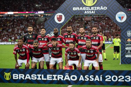 Photo for BRAZIL, RIO DE JANEIRO - 1ST JULY, 2023: Match between Flamengo x Fortaleza for the Brazilian Championship at Maracana stadium - Royalty Free Image