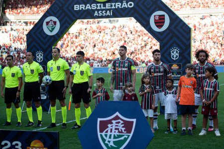 Photo for Rio de Janeiro (RJ), 07.16.2023 - Match between Fluminense x Flamengo for the Brazilian Championship at Maracan. - Royalty Free Image