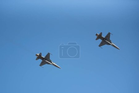 Photo for Rio de Janeiro (RJ), 07.16.2023 - F-5M fighter jets flying over the Maracan ending the 150th anniversary party of Santos Dumont's birth. Match between Fluminense x Flamengo for the Brazilian Championship at Maracan. - Royalty Free Image