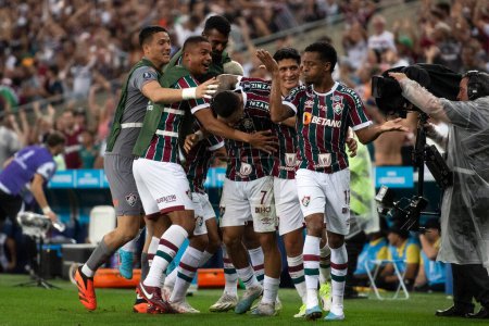 Téléchargez les photos : BRÉSIL, RIO DE JANEIRO - 26 AOÛT 2023 : Match entre Fluminense x Olimpia (PAR), pour les quarts de finale des Libertadores au stade Maracana. - en image libre de droit