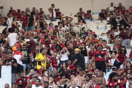 Photo for Rio de Janeiro, Rio de Janeiro, Brazil - December 03, 2023. Match between Flamengo x Cuiaba at Maracana - Brazilian Championship. - Royalty Free Image