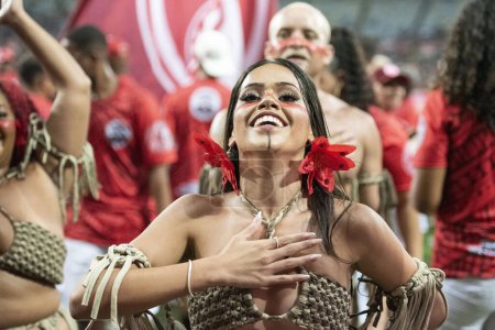 Photo for Rio de Janeiro, Rio de Janeiro, Brazil - December 27, 2023. All-star game at the Maracan stadium with a show by the Salgueiro samba school. - Royalty Free Image