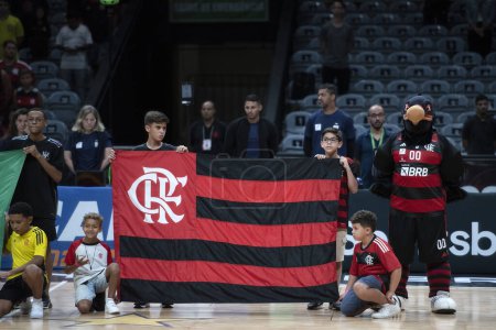 Foto de Río de Janeiro, Río de Janeiro, Brasil - 25 de enero de 2024. Flamengo x Uniao Corinthians. NBB en el Estadio Maracanazinho. - Imagen libre de derechos