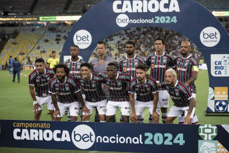 Photo for Rio de Janeiro (RJ), 08.02.2024 - Match between Fluminense x Sampaio Corra for the Campeonato Carioca at Maracan. - Royalty Free Image