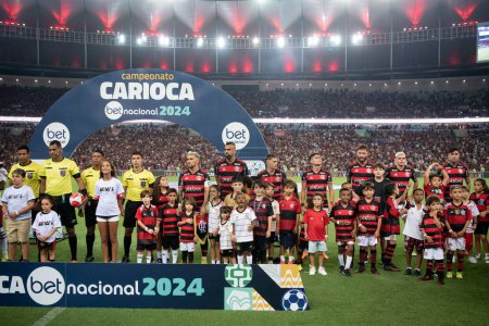 Foto de Rio de Janeiro (RJ), 16.03.2024 - FLAMENGO x FLUMINENSE - Partido entre Flamengo x Fluminense en Maracán, segundo partido de la semifinal del Campeonato Carioca. - Imagen libre de derechos