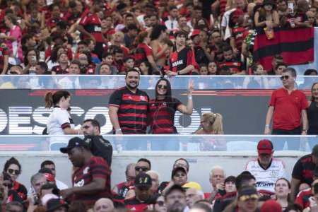 Photo for Rio de Janeiro, Rio de Janeiro, Brazil - April 28, 2024. Flamengo x Botafogo at the Maracana stadium for the Brazilian Championship. - Royalty Free Image