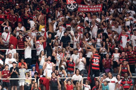 Photo for Rio de Janeiro, Rio de Janeiro, Brazil - April 26, 2024. Flamengo x Botafogo at Maracanazinho Stadium on NBB. - Royalty Free Image