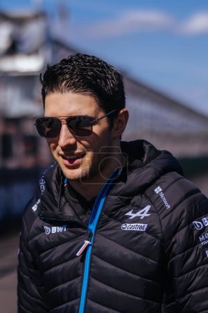 Photo for MELBOURNE, AUSTRALIA - APRIL 2: Esteban Ocon of France driving for Alpine F1 Team at the drivers parade before the start of the main race at the 2023 Australian Formula 1 Grand Prix on 2nd April 2023 - Royalty Free Image