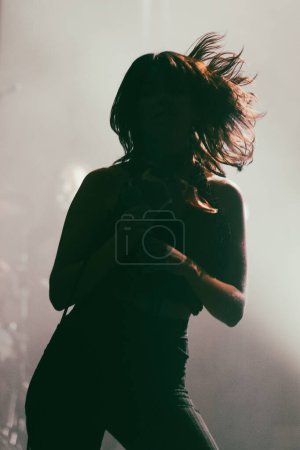Photo for MELBOURNE, AUSTRALIA - MAY 5: Clews on stage with Australian music group Holy Holy as they perform their Messed Up national tour at The Northcote Theatre on May 5 2023 in Melbourne, Australia - Royalty Free Image