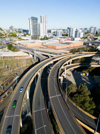 Photo for The extensive Bowen Hills Interchange on a clear winters day in Windsor in Brisbane, Queensland, Australia - Royalty Free Image