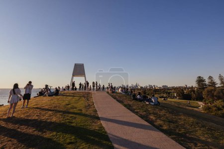 Photo for MELBOURNE, AUSTRALIA - SEPT 29, 2023: The famous and popular Point Ormond Lookout in Elwood Park and Foreshore Reserve on a sunny spring afternoon in Melbourne, Victoria, Australia - Royalty Free Image