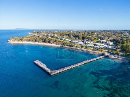 Téléchargez les photos : Photo aérienne de la péninsule de Mornington autour de Portsea et Port Phillip Bay à Victoria, Australie - en image libre de droit