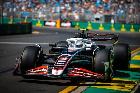 Photo for MELBOURNE, AUSTRALIA - MARCH 22: Nico Hulkenberg of Germany drives the Haas F1 VF-24 Ferrari during first practice in the 2024 Australian Grand Prix at Albert Park in Melbourne, Australia - Royalty Free Image