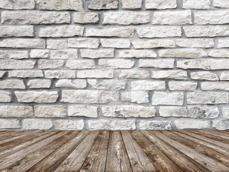 Photo for Old white stone brick wall interior background - Royalty Free Image