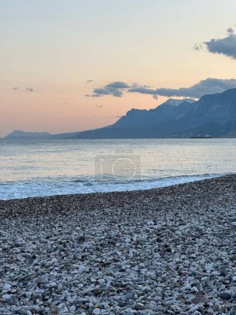 A sea and beach in a park near the Konyalti district in Antalya. High quality photo