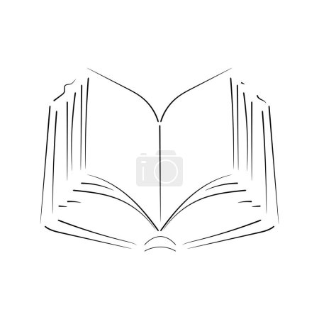 Esquema dibujado a mano de un libro abierto.