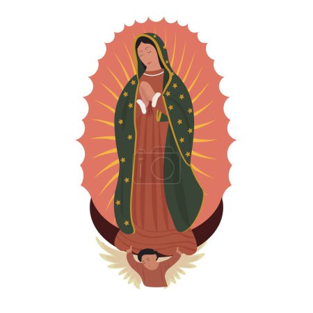 Ilustración de La Virgen de Guadalupe es la imagen de la Virgen, el santuario más venerado de América Latina - Imagen libre de derechos