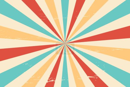 Illustration for Colourful grunge retro burst vector. Vintage summer, circus and carnival background - Royalty Free Image