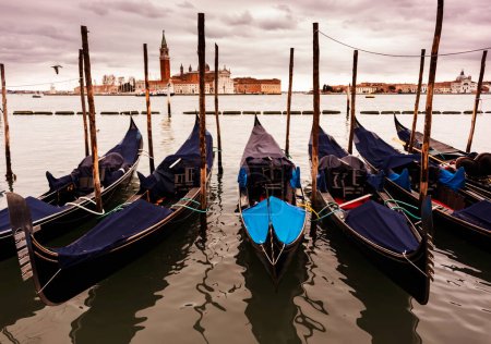 Photo for Gondolas in Venice next to San Marco square. Famous landmark in Italy - Royalty Free Image