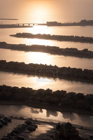 Photo for Palm Jumeirah island in Dubai, modern architecture, beaches and villas - Royalty Free Image