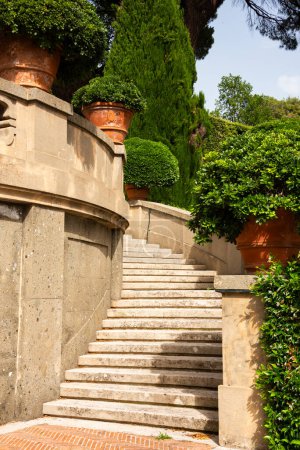 Photo for Historic outdoor staircase on papal garden, Italy - Royalty Free Image