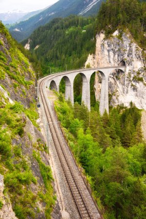 Téléchargez les photos : Viaduc suisse en montagne pour une balade panoramique - en image libre de droit