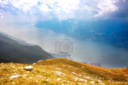 Photo for Aereal view from mountain of lake Garda in Italy - Royalty Free Image
