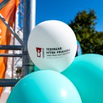 Prague, Capital City of Prague - Czech Republic - 09-18-2022: Balloons with the logo of 'Teribear moves Prague', a charity event sponsored by Skoda Auto
