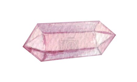 Aquarell Illustration von rosa Kristall. Nette Illustration im Cartoon-Stil isoliert auf weißem Hintergrund für Postkarten, Verpackungen, Muster