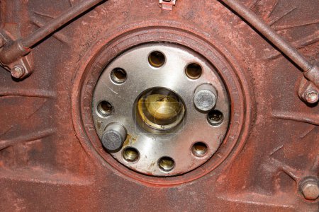 diesel engine crankshaft. the flywheel attachment flange to the crankshaft.