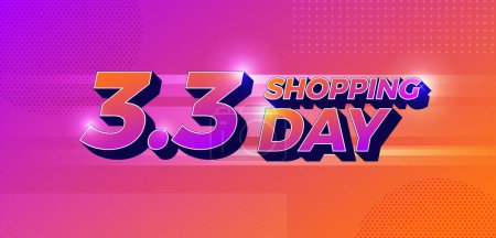 Illustration for 3.3 Shopping day sale banner design. Global shopping world day Sale on vivid color background. Vector illustrations. - Royalty Free Image