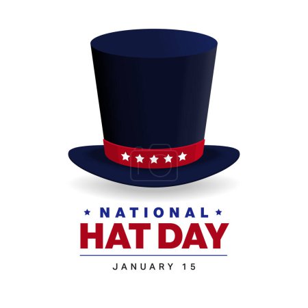 Illustration for Vector illustrational of national hat day, Flat design concept, graphic designe for banner, Celebrated Each Year on January 15th with Fedora Hats, Cap, Cloche or Derby in Flat Cartoon - Royalty Free Image